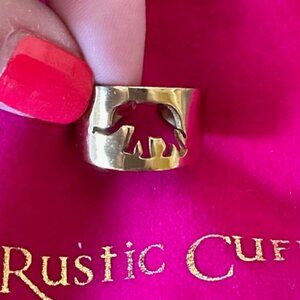 * Rustic Cuff Gold elephant cut-out Ring * adjustable - new